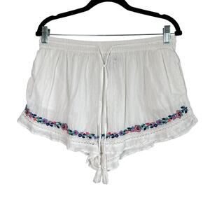 Love to Lounge Floral‎ Embroidered Shorts Swiss Dot Size Medium Boho Coquette